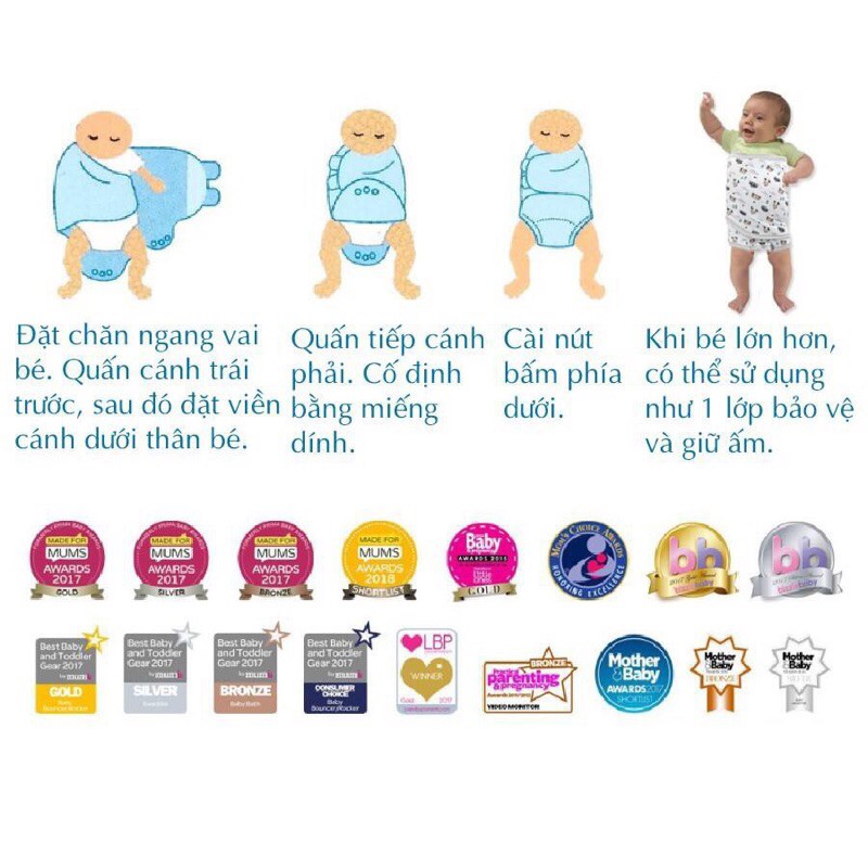 Chăn quấn hở chân size S Summer Infant Nhập Khẩu Mỹ