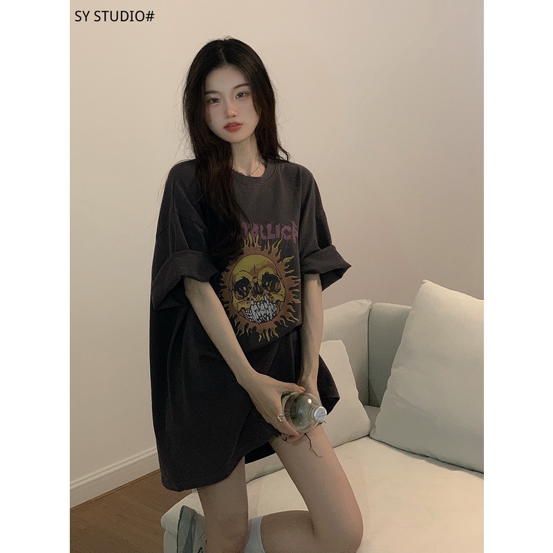 Áo thun SUXI tay ngắn cổ tròn dáng rộng phong cách thời trang Hàn Quốc