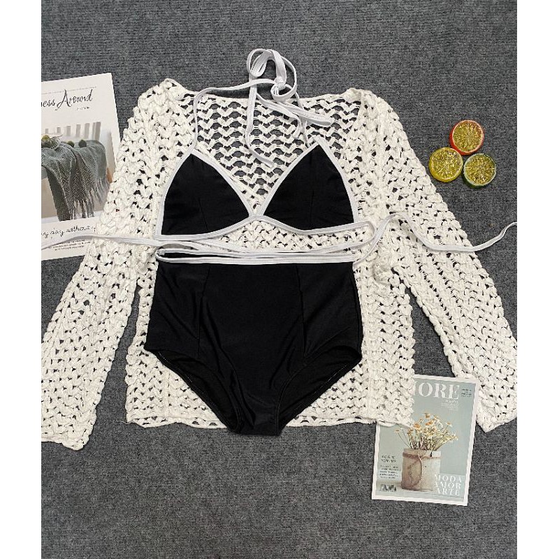 Bikini tam giác viền trắng (hình thật chụp sàn)