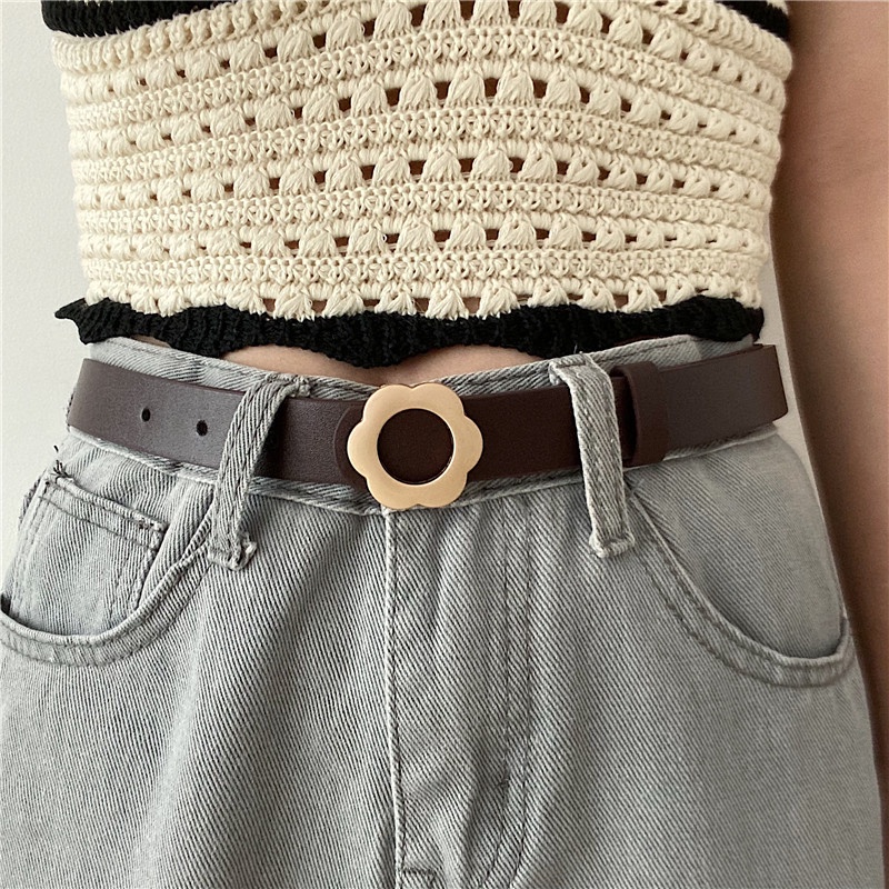 Thắt lưng mặt hình hoa dễ phối đồ thời trang đơn giản 19588