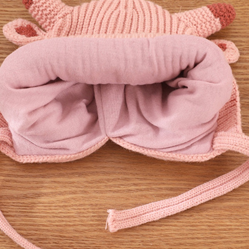 Mũ Beanie Dệt Kim Mềm Mại Hình Tai Động Vật Hoạt Hình Giữ Ấm Mùa Đông Cho Bé Trai Và Gái
