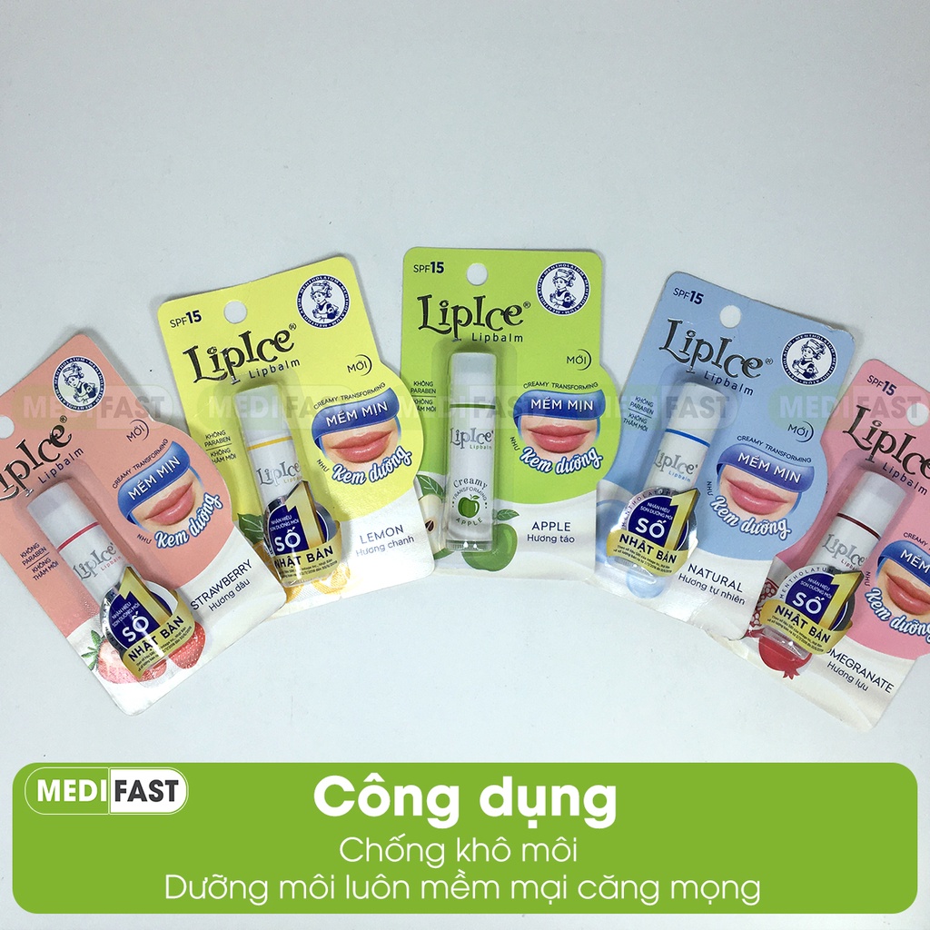 Son dưỡng Lipice không màu Tuýp 4.3 g - Chính hãng LipIce Lipbalm dưỡng môi giảm thâm, khô, nứt nẻ giúp môi căng mọng