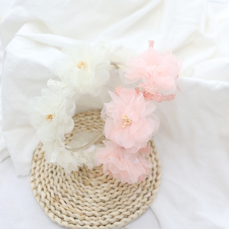 Bờm hoa voan công chúa xinh yêu cho bé