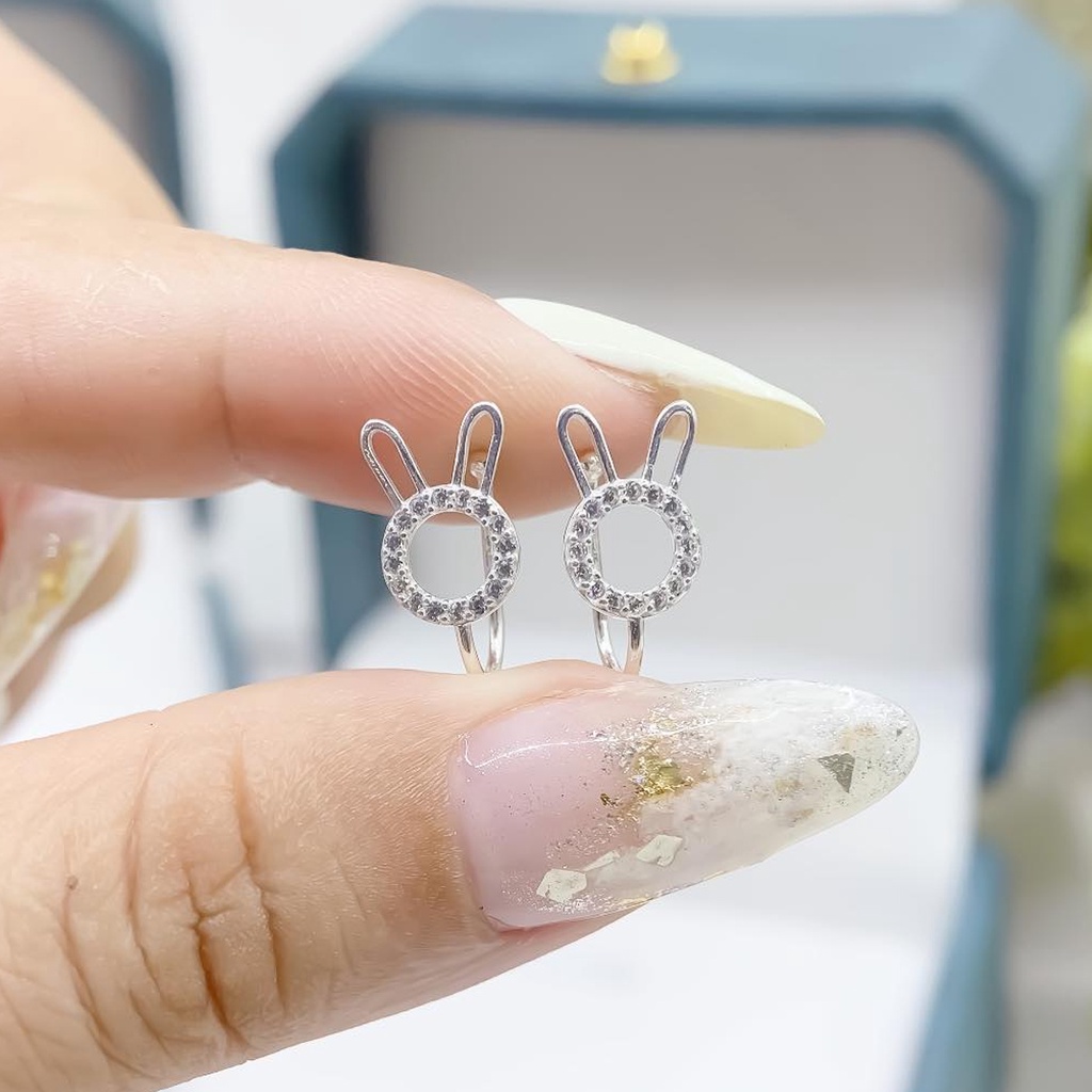 Bông tai bạc nữ PANSY hình chú thỏ tiny dễ thương - Khuyên tai nữ bạc ta thật