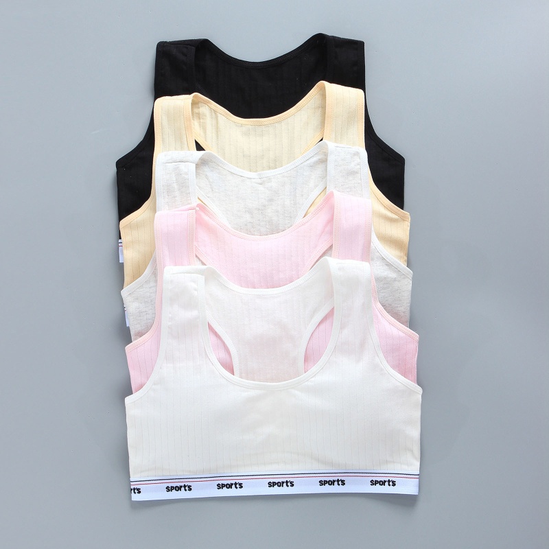 Haha Áo Ngực Thể Thao Có Đệm Nâng Ngực Màu Trơn In Chữ Racerback Dành Cho Tuổi Teen Nữ