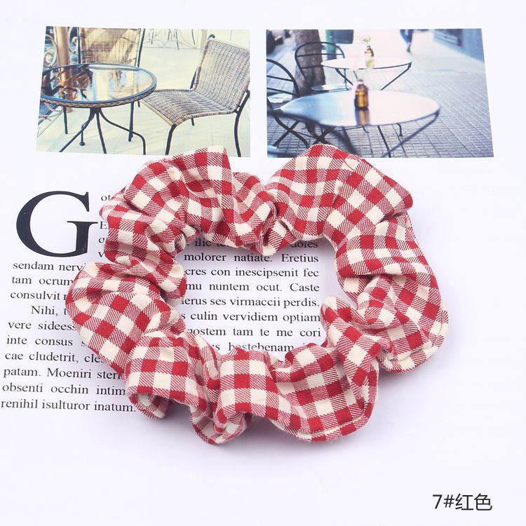 Dây Buộc Tóc Cao Su Bản Lớn In Họa Tiết Caro Phong Cách Pháp Cho Nữ