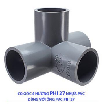 CO GÓC 4 HƯỚNG PHI 27 NHỰA PVC - DÀY 3 MM