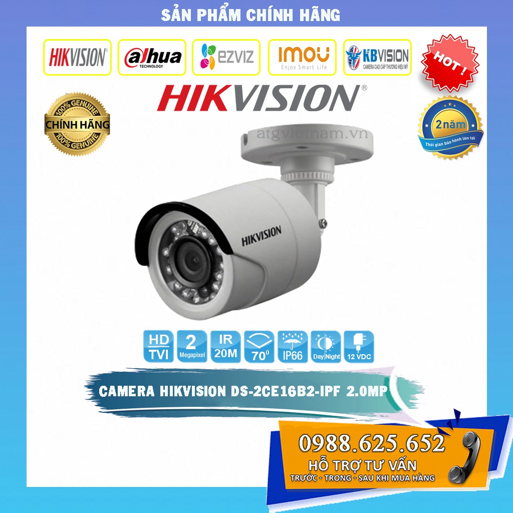 Camera Ngoài Trời Hikvision DS-2CE16B2-IPF Full HD 1080P - HÀNG CHÍNH HÃNG