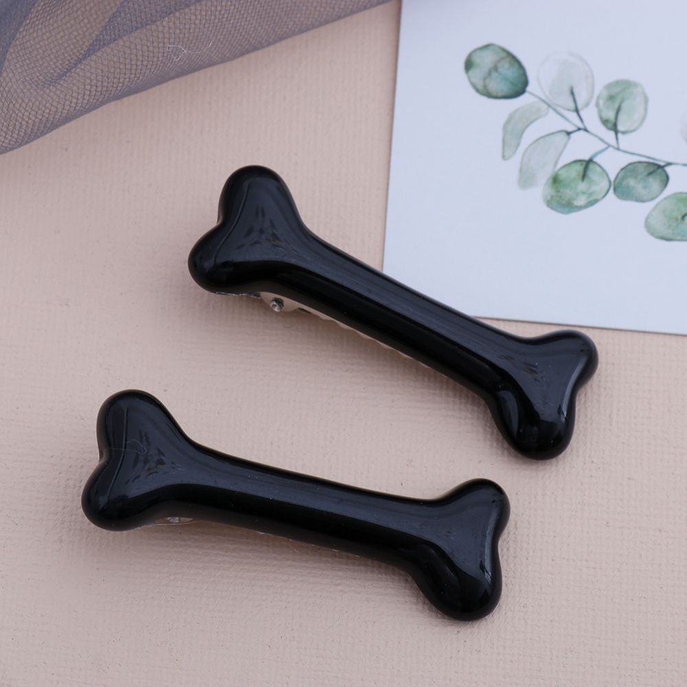 Set 2 Kẹp Tóc Hình Khúc Xương Màu Trơn Dễ Thương Thời Trang Cho Nữ