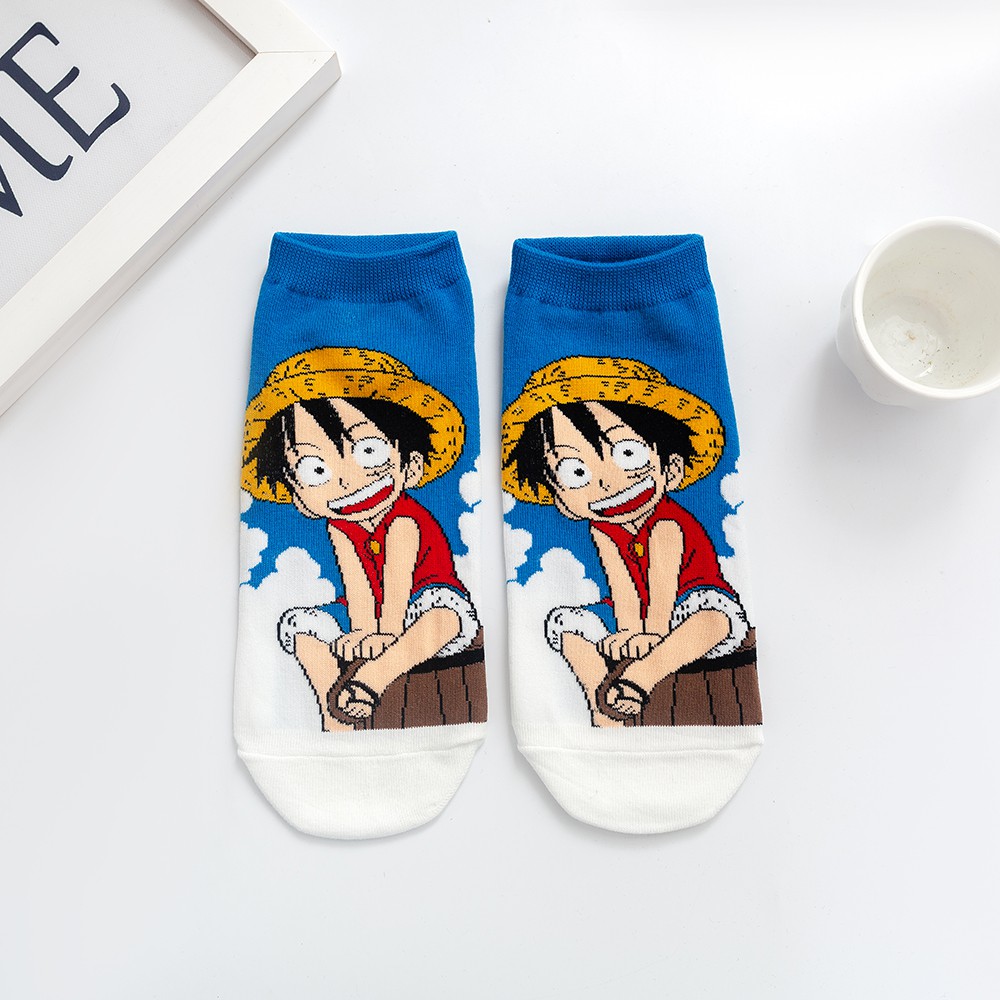 Vớ in họa tiết One Piece đáng yêu bằng cotton mềm mại cho nữ