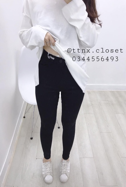 Quần skinny đen cạp cao chất siêu đẹp