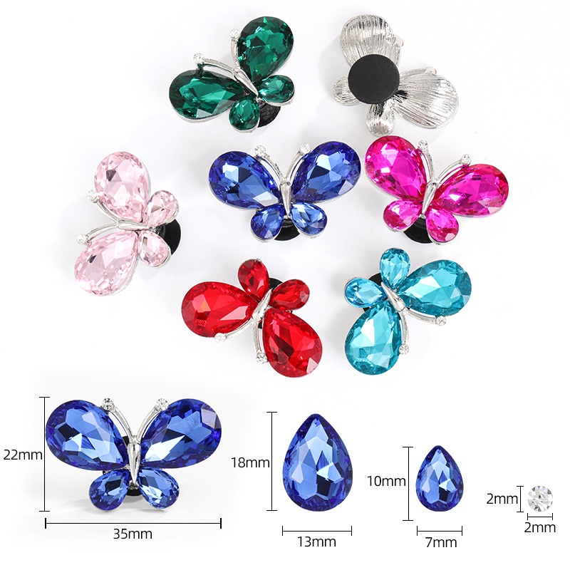 Phụ Kiện Khóa Giày Handmade Bằng Hợp Kim Đính Đá Hình Giọt Nước / Bướm Màu Sắc
