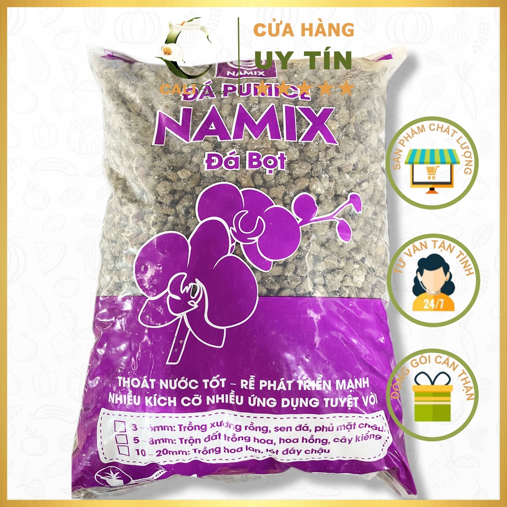 Đá Pumice đá bọt Namix Size 3-6mm bịt 5dm3 (khoảng 2,5 kg)