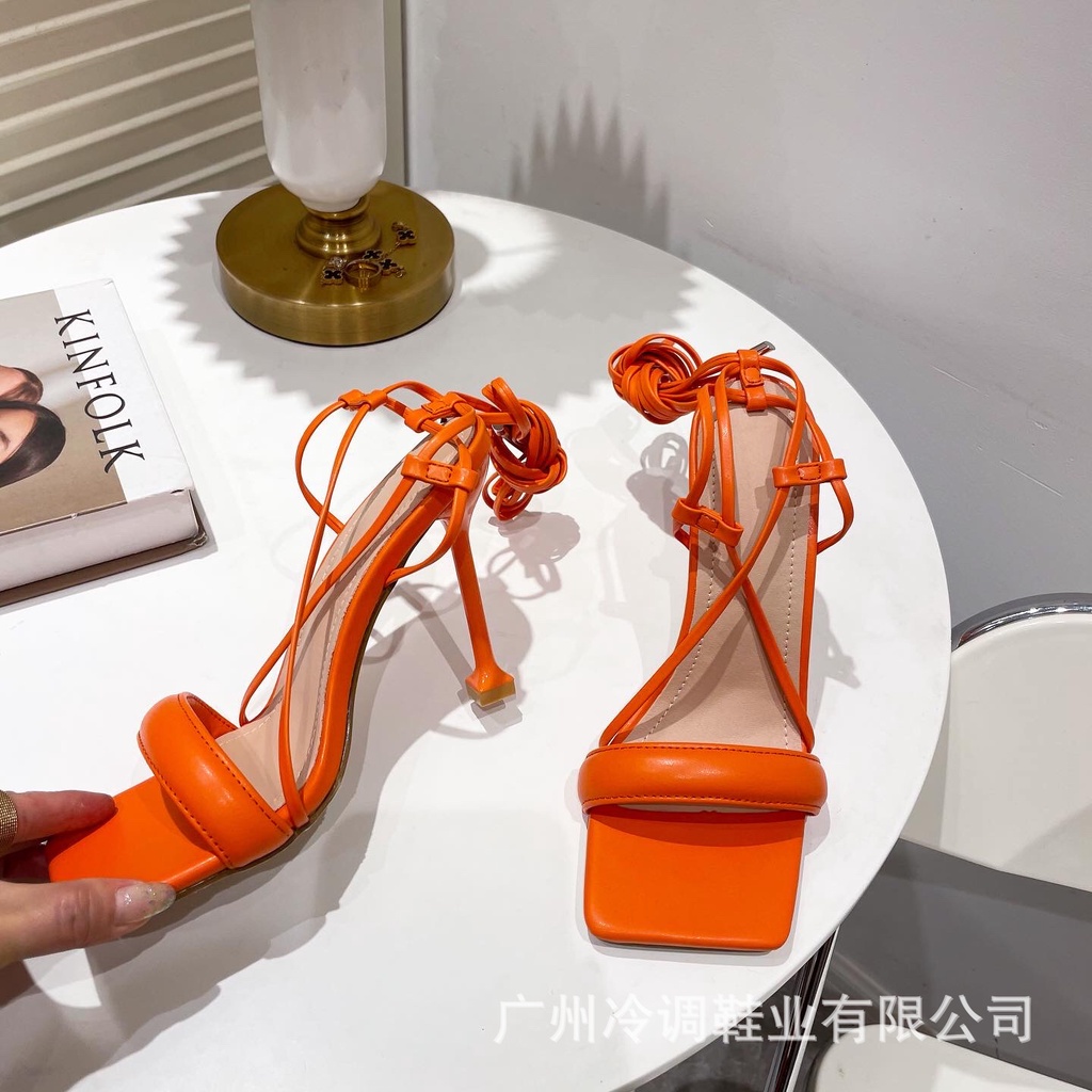 Sandal Chiến Binh Nữ XALI Guốc Dây Cao Gót Cột Dây Quấn Quanh Cổ Chân Xinh Xắn Đi Biển Tiệc Gót Nhọn cao 8p- SDDC8p1