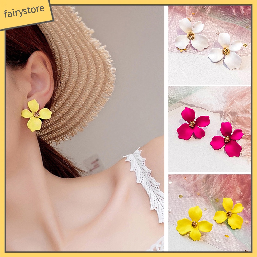 Khuyên Tai Kim Loại Hình Hoa Thời Trang Cho Nữ