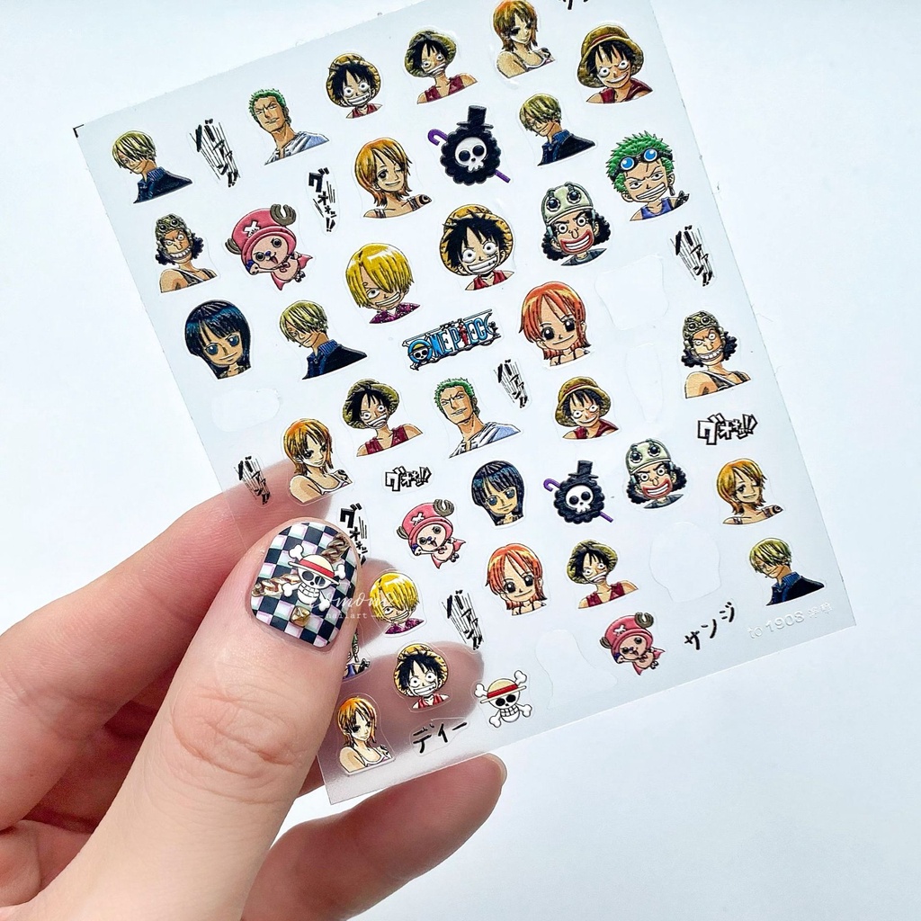 Set 1905 Miếng Dán Móng Tay Dập Nổi Họa Tiết Hoạt Hình One Piece
