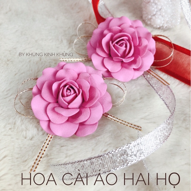 Hoa cài áo hai họ - Hoa cài đám cưới nhà gái và nhà trai - Hàng thủ công