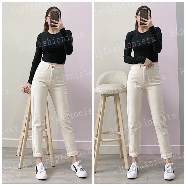 [HOT TREND] Quần momjean nữ chất jean mềm co giãn thoải mái lưng cao trên rốn tôn dáng dễ phối đồ (HÌNH THẬT) | BigBuy360 - bigbuy360.vn