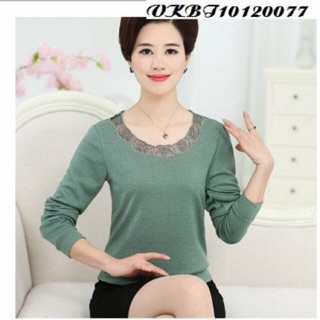 Áo len thu đông cổ đính đá / áo người trung niên- hàng Quảng Châu