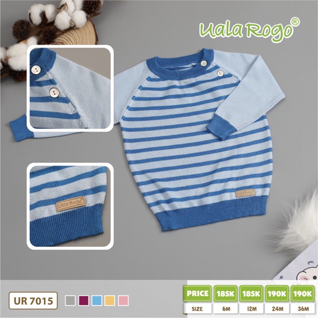 [UALAROGO] Áo len ualarogo kẻ thân raglan