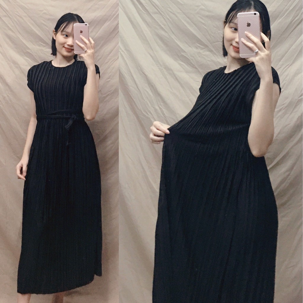 Váy bầu đẹp thời trang xếp li mẫu mới đầm bầu công sở dáng dài bigsize maternity dress