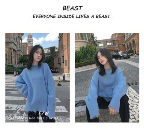 BEST RUNS Fall Korean Fashion Women's Loose Long Sleeve Sweaters Sweet Candy Color Soft and Comfortable Top