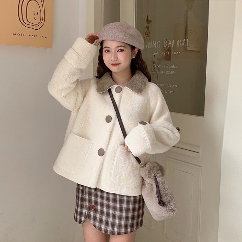 Áo Khoác Lông Mix Túi