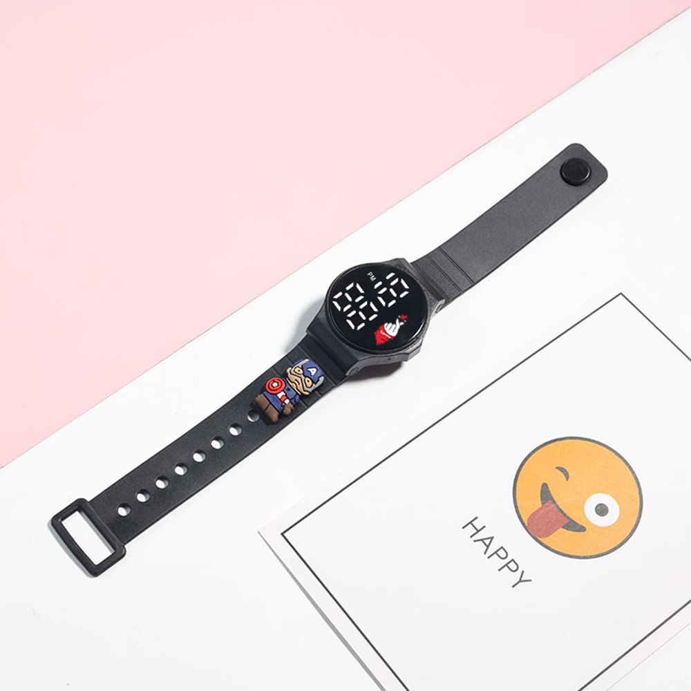 DISNEY Đồng Hồ Kỹ Thuật Số LED Chống Thấm Nước Hình Marvel Spiderman Captain America Doraemon Stellalou Stella Cho Bé Gái Melody, Doremon