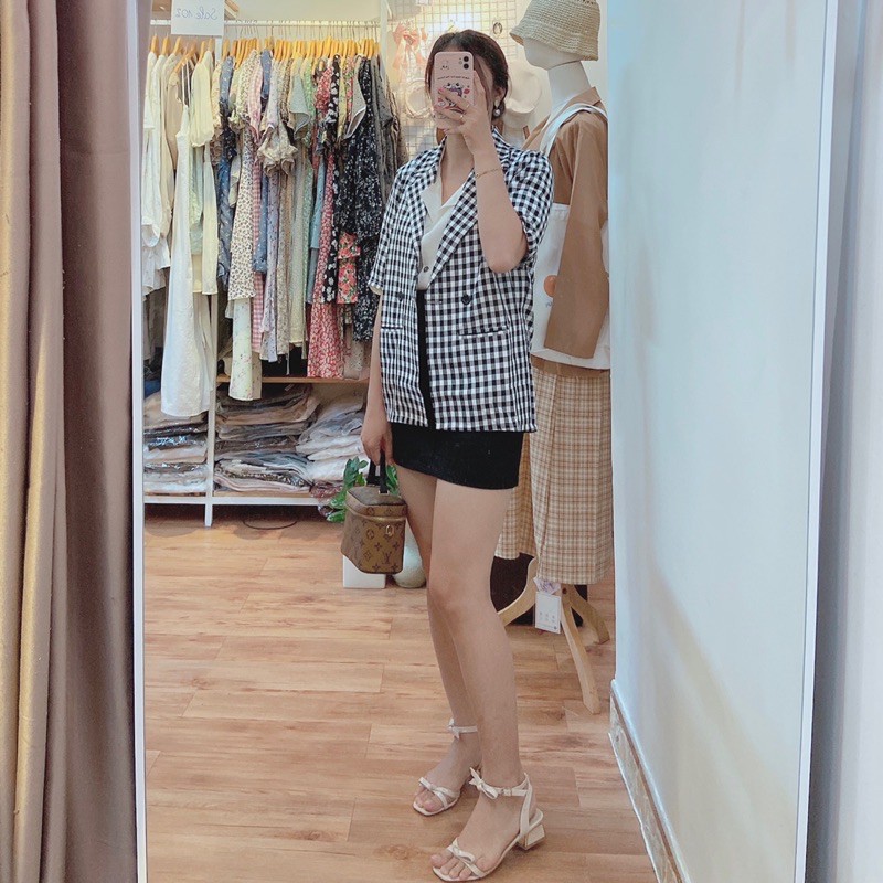 Khoác Blazer caro tay ngắn | BigBuy360 - bigbuy360.vn