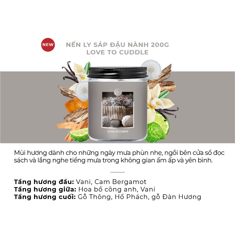 Nến Ly Sáp Đậu Nành Goose Creek 7oz - 200g - Love To Cuddle