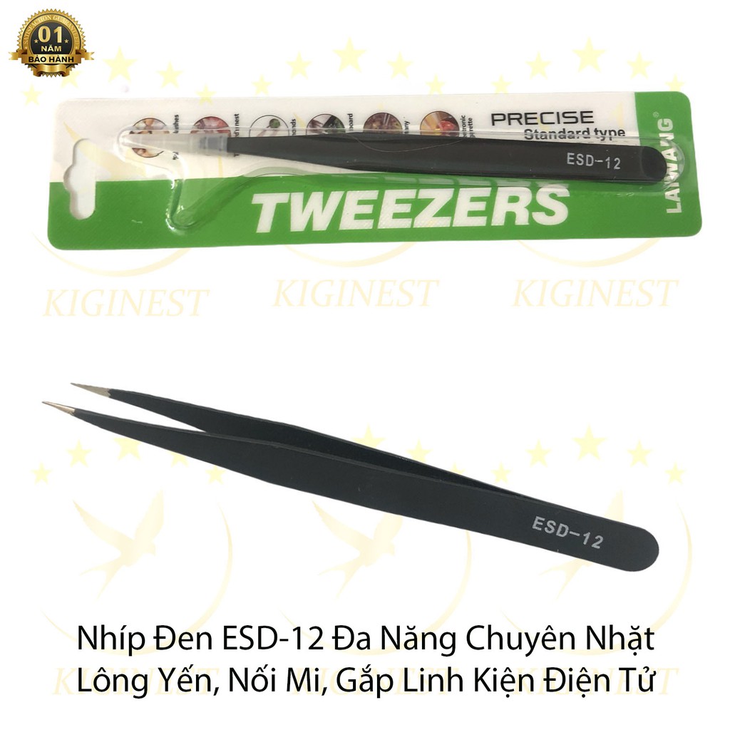 NHÍP TẶNG KHÁCH NHẶT LÔNG YẾN ESD-12, NỐI MI, GẮP LINH KIỆN ĐIỆN TỬ