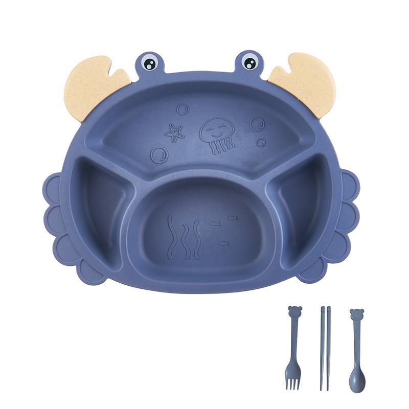 Set Khay 6 Món Ăn Dặm Kiểu Nhật Hình Con Cua Xanh, Khay Ăn Dặm Hình Động Vật Cho Bé
