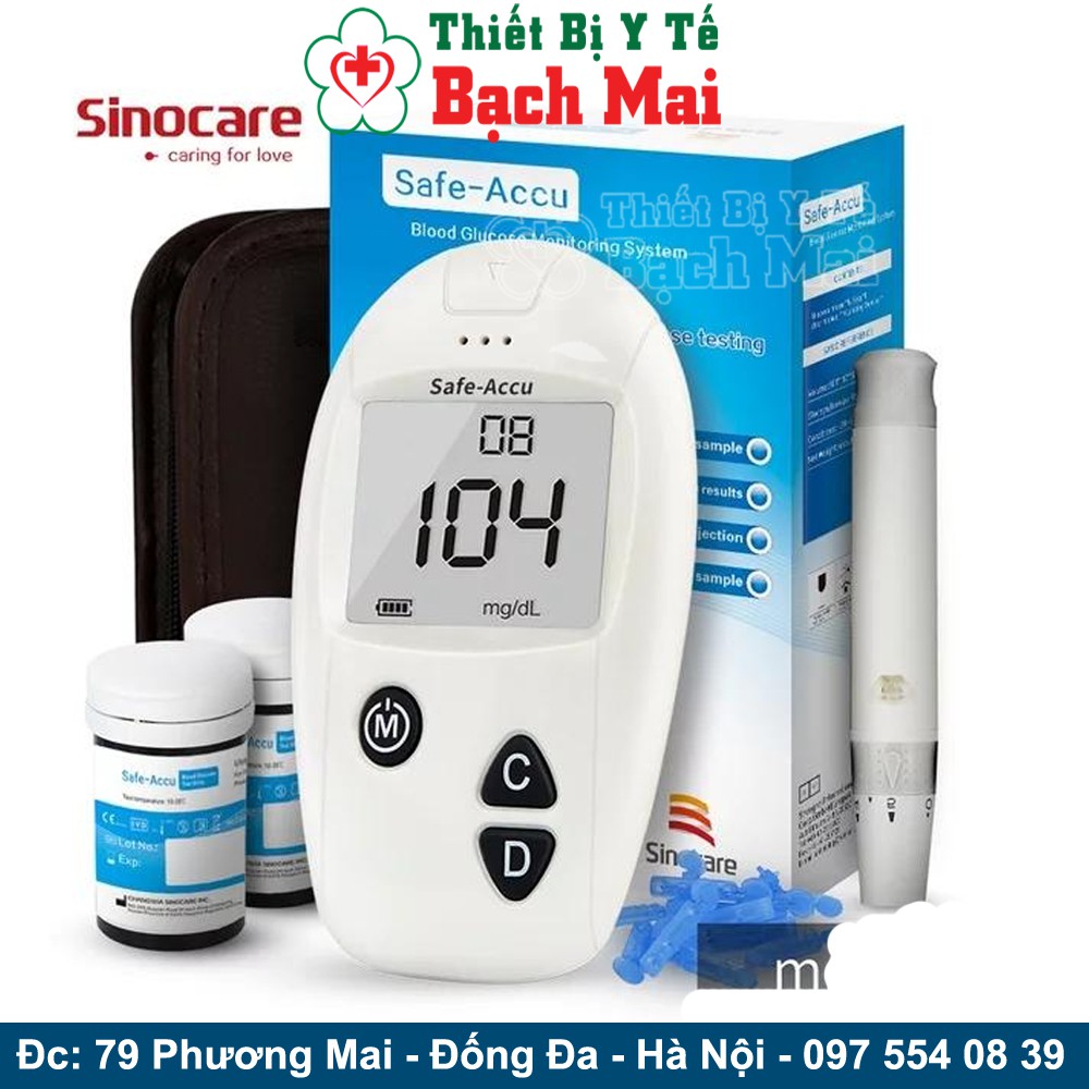 Máy Đo Đường Huyết Safe - Accu Chính Hãng SINOCARE [Bảo Hành Trọn Đời]