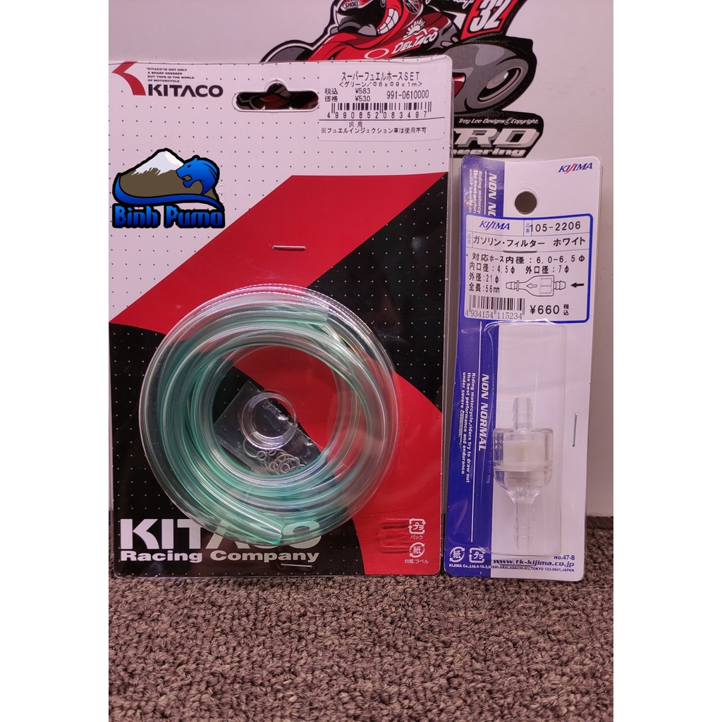 COMBO DÂY XĂNG XANH KITACO 5mm & LỌC XĂNG TRẮNG KIJIMA