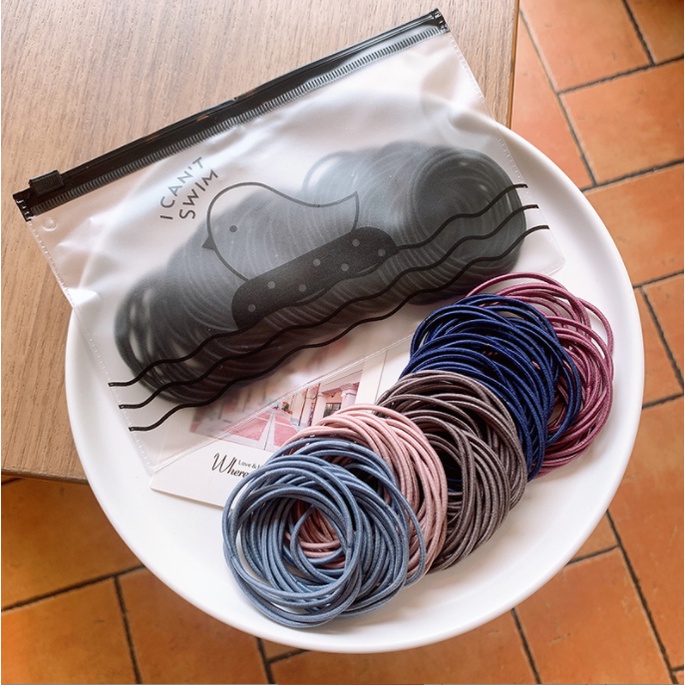 Túi 100 Thun Buộc Tóc Co Giãn Nhiều Màu Sắc Dành Cho Nữ