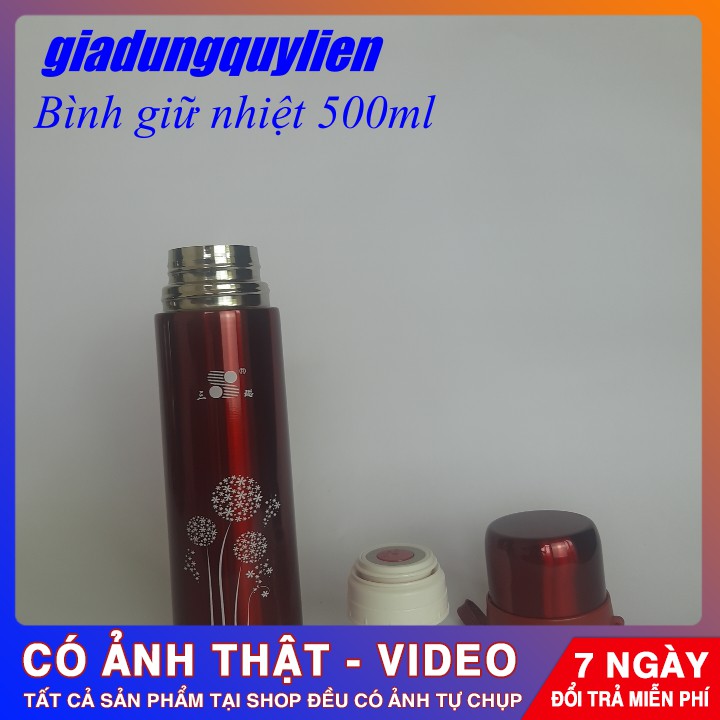 [Hình Thật 100%] Bình Giữ Nhiệt Chất Lượng Cao 500ml Ruột Inox An Toàn, Giữ Được Đồng Thời Nóng Và Lạnh Trên 6 Tiếng