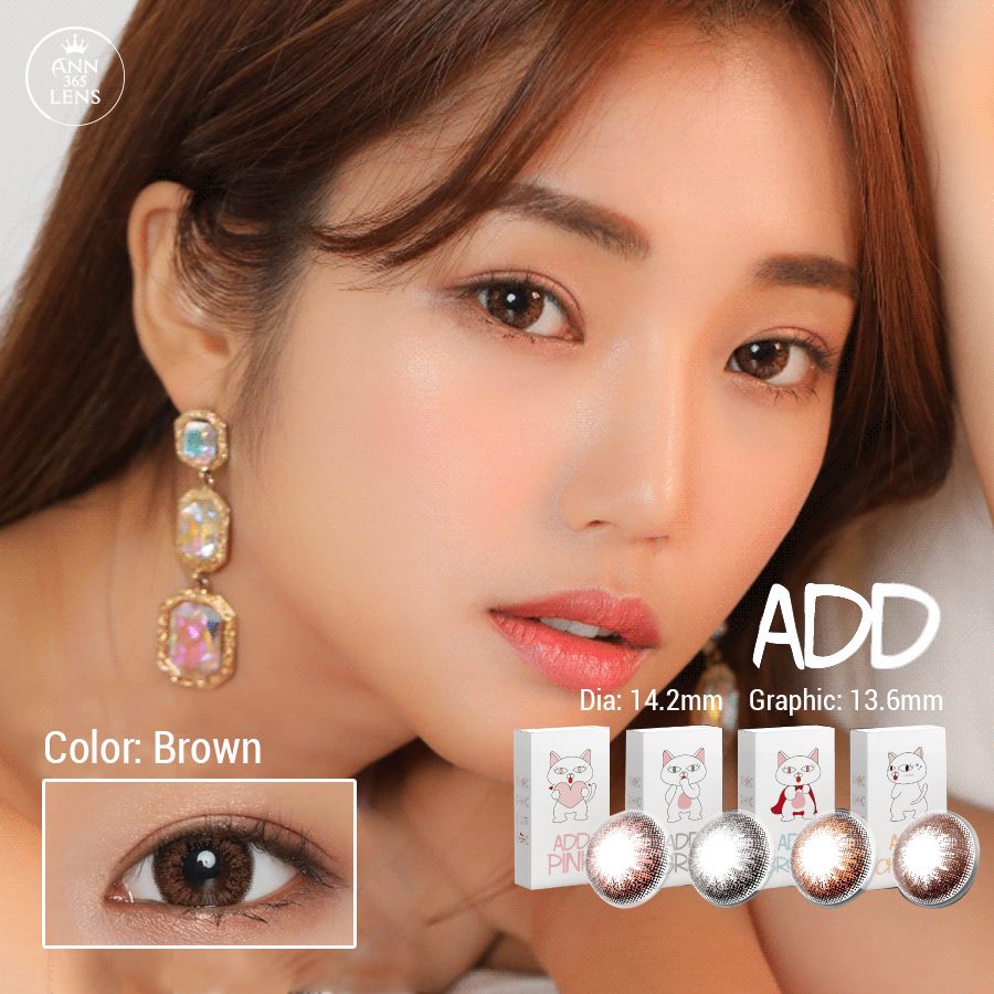 Kính Áp Tròng Màu Nâu Cam Add Brown Lens Mắt Hàn Quốc Chính hãn Ann365 Đeo êm 12h/ Ngày cho mắt nhạy cảm