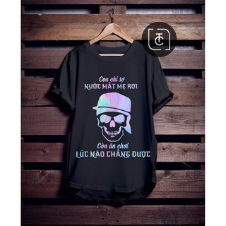 Áo phản quang chữ Con sợ nước mắt mẹ rơi [FREESHIP] Áo unisex, áo thun nam nữ đen trắng from rộng, vải cotton xịn