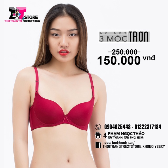 Áo Nâng Ngực Cotton 3 Móc Trơn (Đỏ)