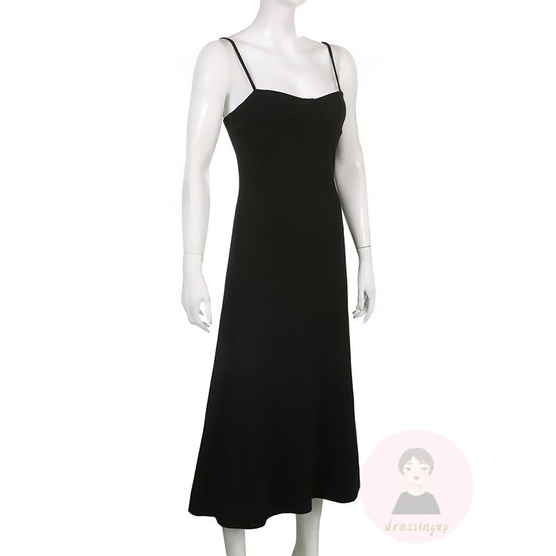 Đầm Hai Dây Dáng Chữ A Màu Trơn Thời Trang Mùa Hè Cho Nữ