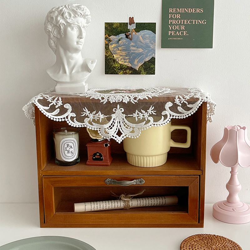 Thảm Lót Bàn Ăn Phối Ren Chống Trượt Phong Cách Retro Bắc Âu