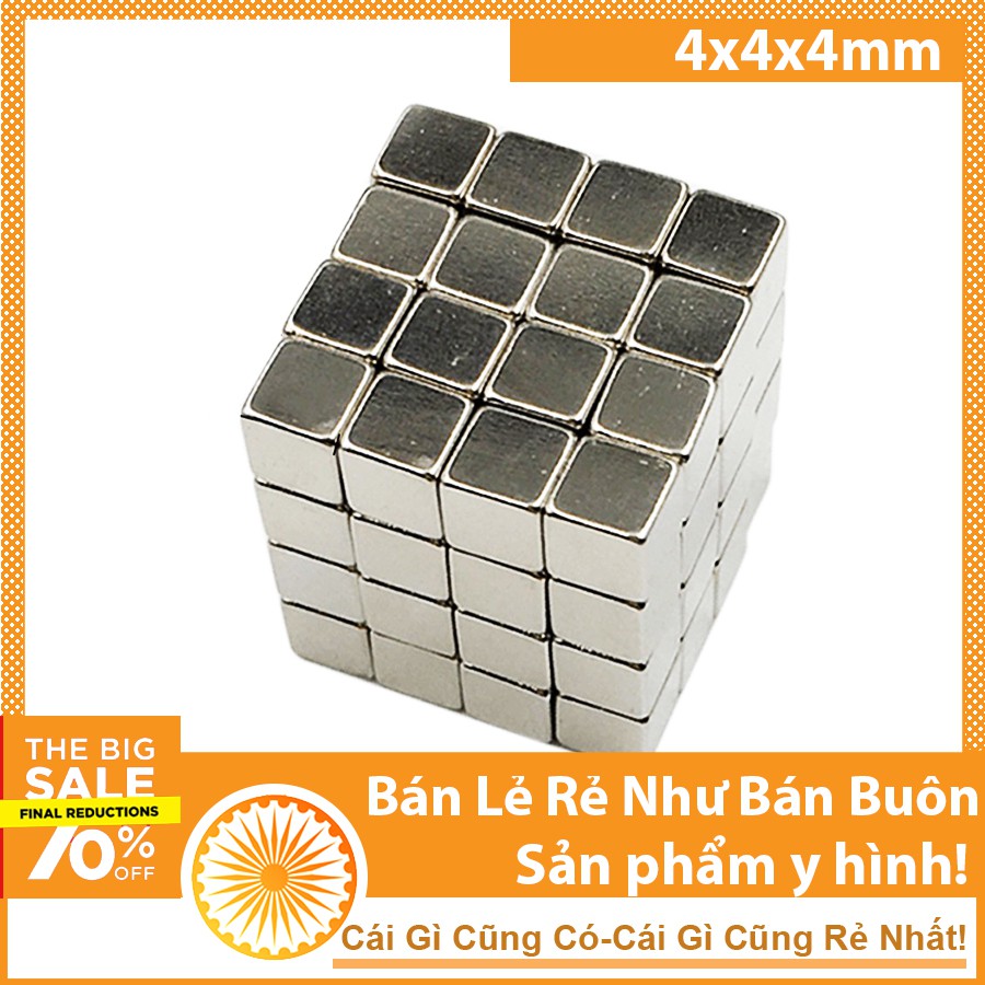 Nam châm đất hiếm viên lập phương khối vuông 4x4x4mm làm đồ chơi trẻ em ứng dụng cuộc sống