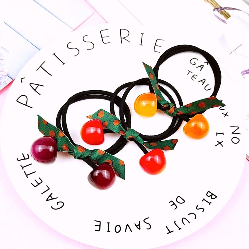 Dây Cột Tóc Cao Su Co Giãn Đính Quả Cherry Thời Trang Hàn Quốc Cho Nữ