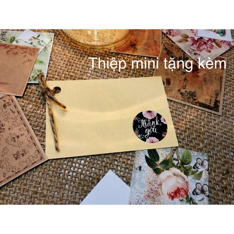 [Vintage] Hộp dạng kéo Kraft DIY tự gấp và trang trí cổ điển tặng kèm sticker, rơm, thiệp