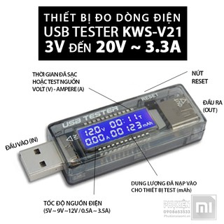 FREESHIP ĐƠN 99K_Thiết bị test pin sạc, củ sạc, đo dòng điện, check dung lượng pin KWS-V21