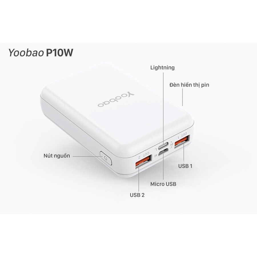 Pin Sạc dự phòng Yoobao mini 10000mAh P10W - Hãng chính hãng | BigBuy360 - bigbuy360.vn