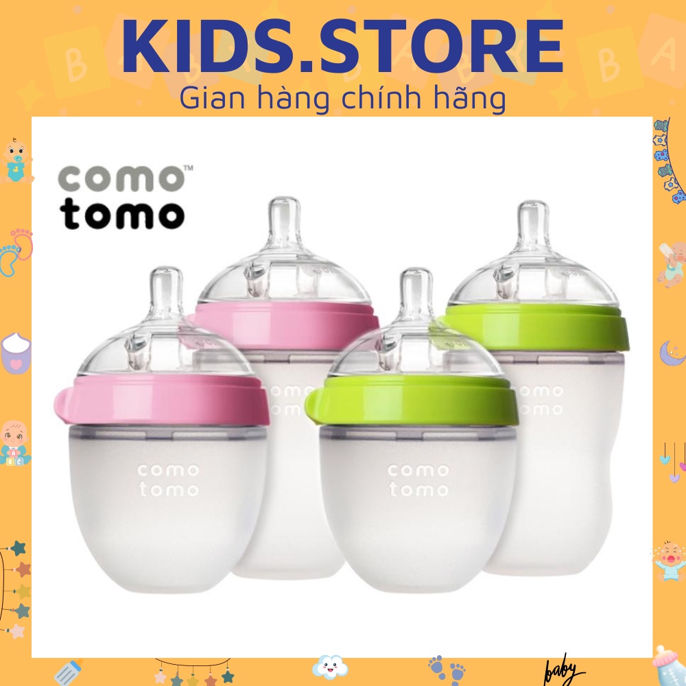 Bình Sữa Comotomo 150ml/250ml 👨‍👩‍👦‍👦Núm Silicon Siêu Mềm💖TẶNG KÈM TAY CẦM CÁNH TIÊN