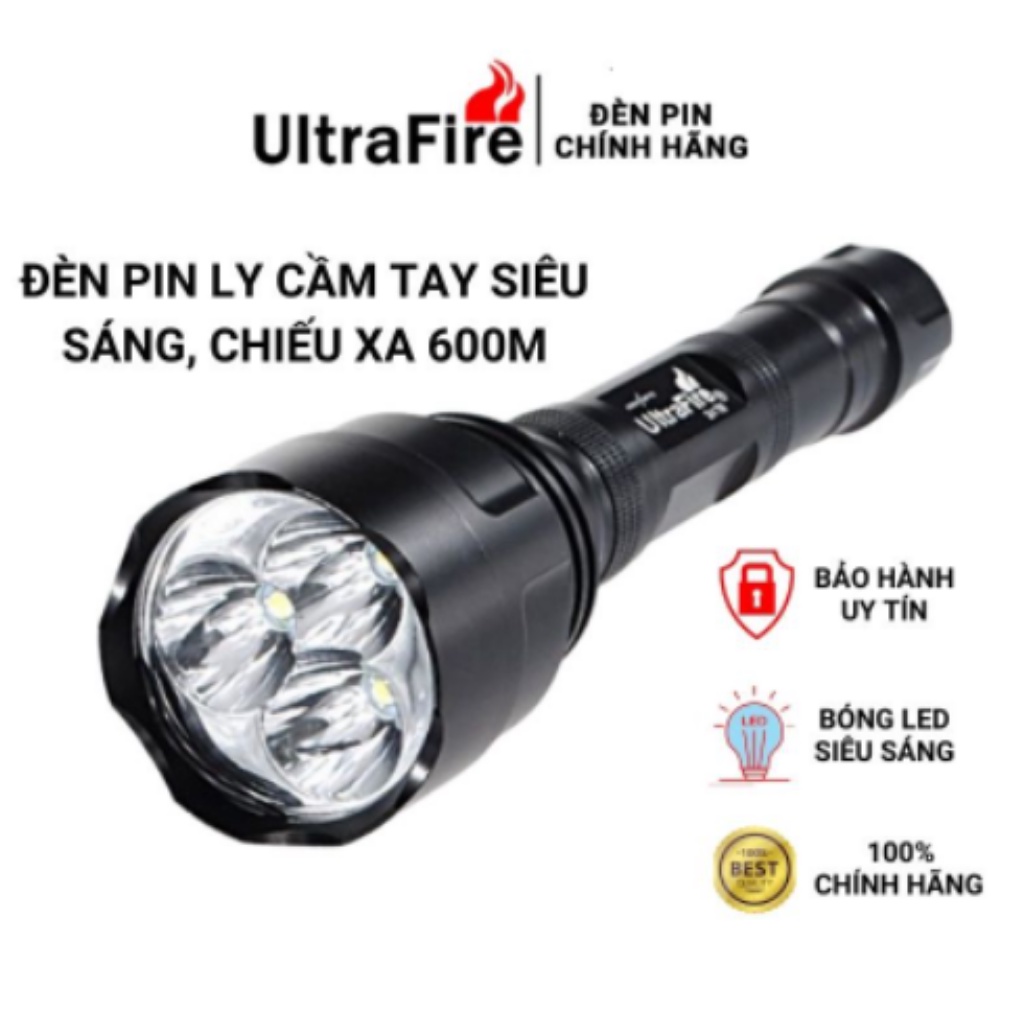 Đèn pin cầm tay mini Sản phẩm chính hãng ULTRAFIRE - Pin 6800Mah siêu mạnh - Bảo hành 12 tháng