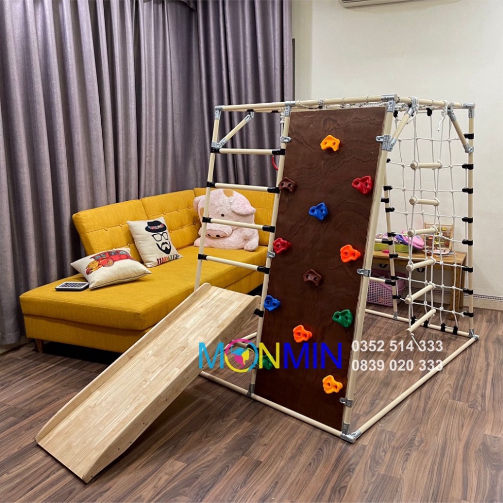 Xà đu đa năng Satech, khung vận động cho bé, hình hộp thang cân, bộ cao 1.3m