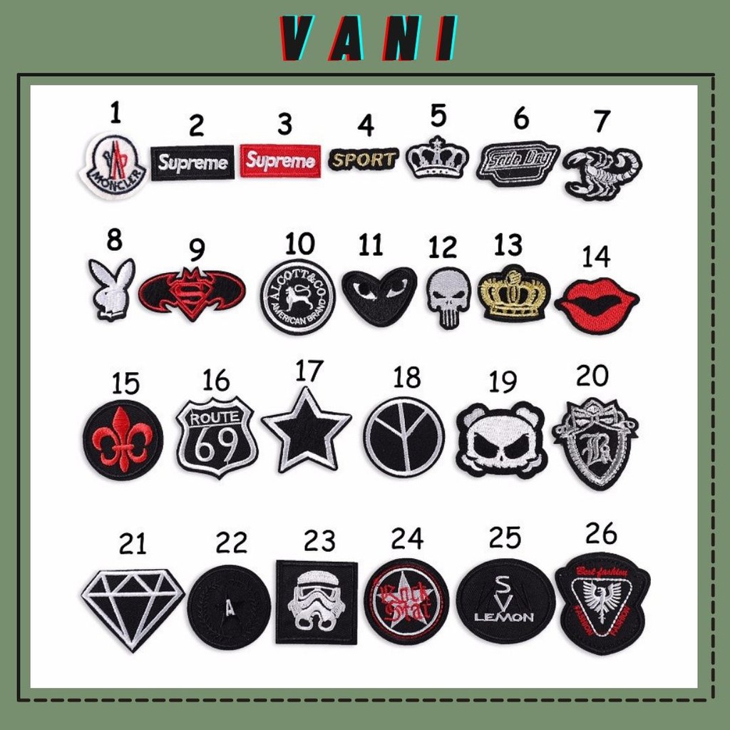 Sticker, Logo Ủi Quần Áo Hình Logo Nhỏ Mini Xinh Xắn - VANI STORE (Bảng 1) [VPP00038]